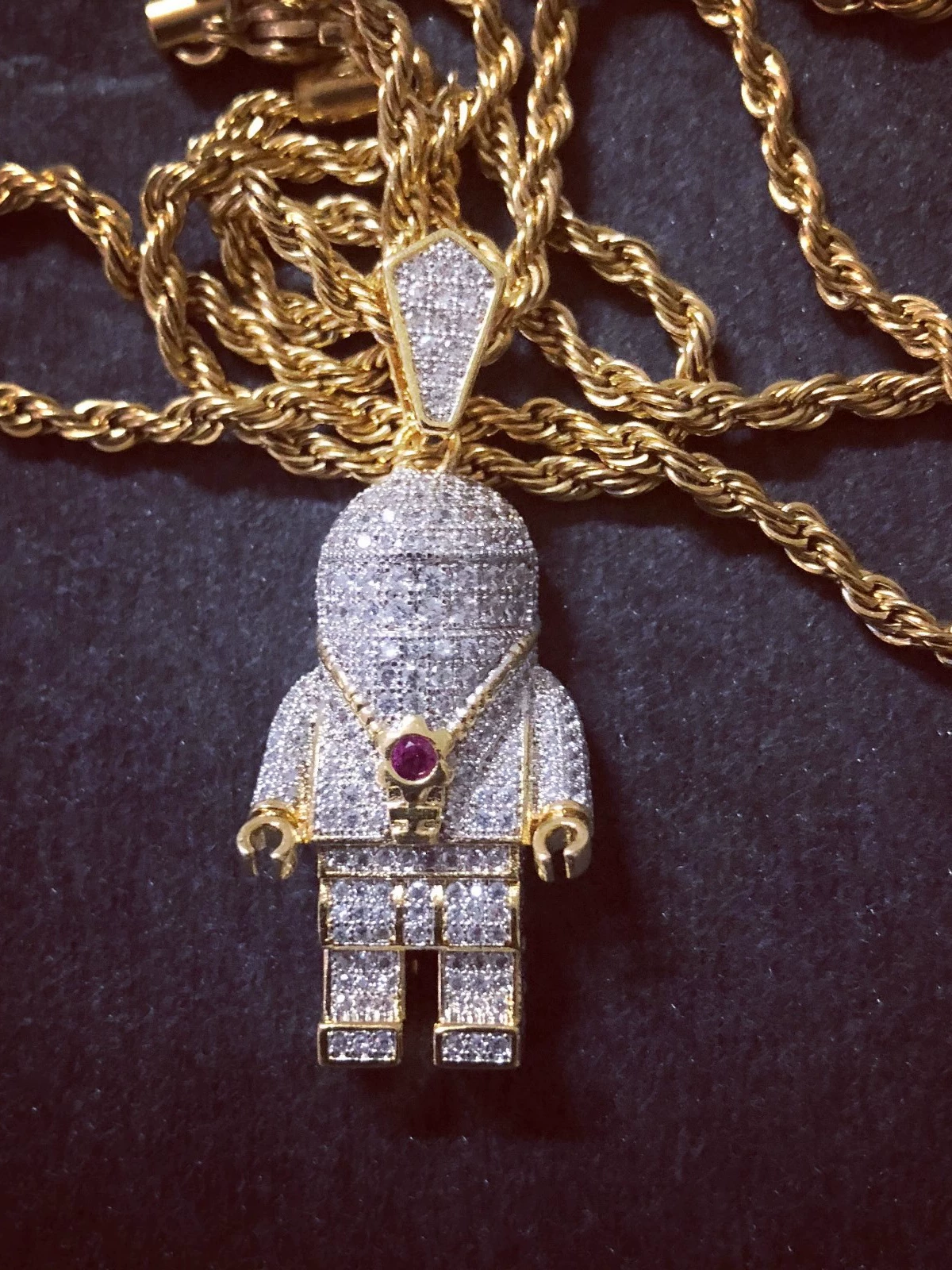 European and American Hip-Hop Astronaut Full Diamond Pendant Couple Street Necklace Astronaut Necklac