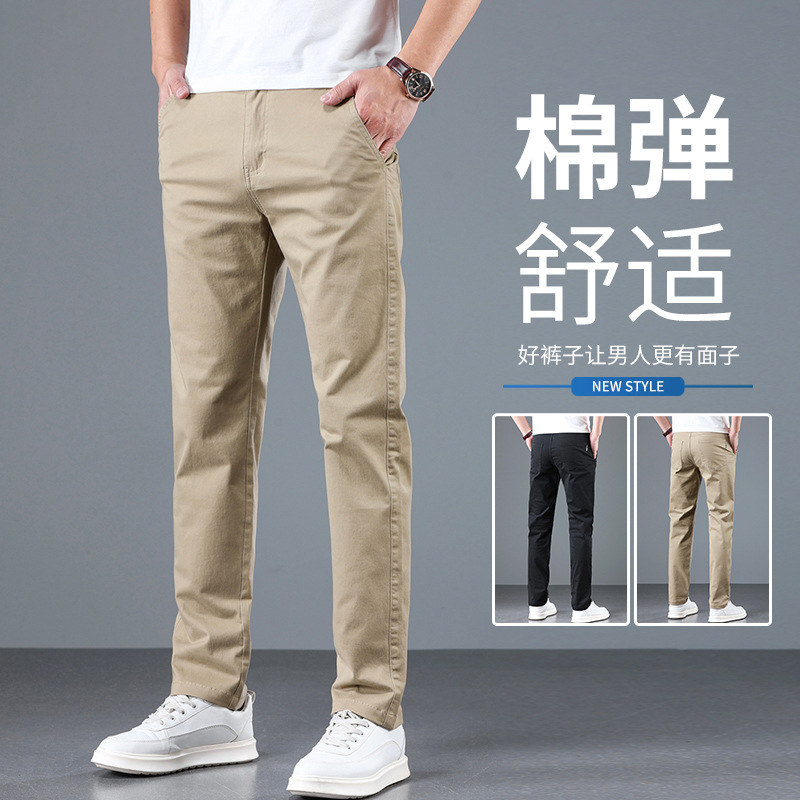 2025 Summer New High-End Thin Casual Pants Men's Straight Loose Elastic Cargo Pants Young Men's Long Pants