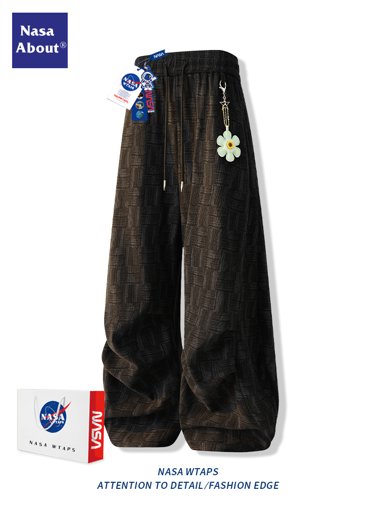 Nasa Casual Pants for Men 2026 Spring and Autumn Trendy Tie-Dye Woven Texture Long Pants High-End Men's Trousers