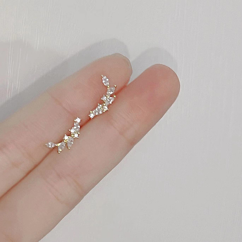 Wheat ear studs women's work commuter simple temperament design shiny zircon leaf earrings 2023 New