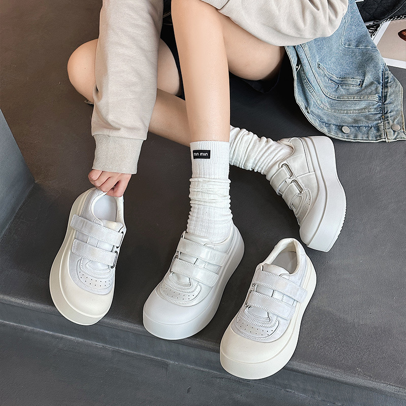 Big Head Sneakers Women's Doll Head Casual Shoes 2025 New All-Match Ugly Cute Bread Shoes Genuine Leather Thick Sole Small White Shoes Trendy