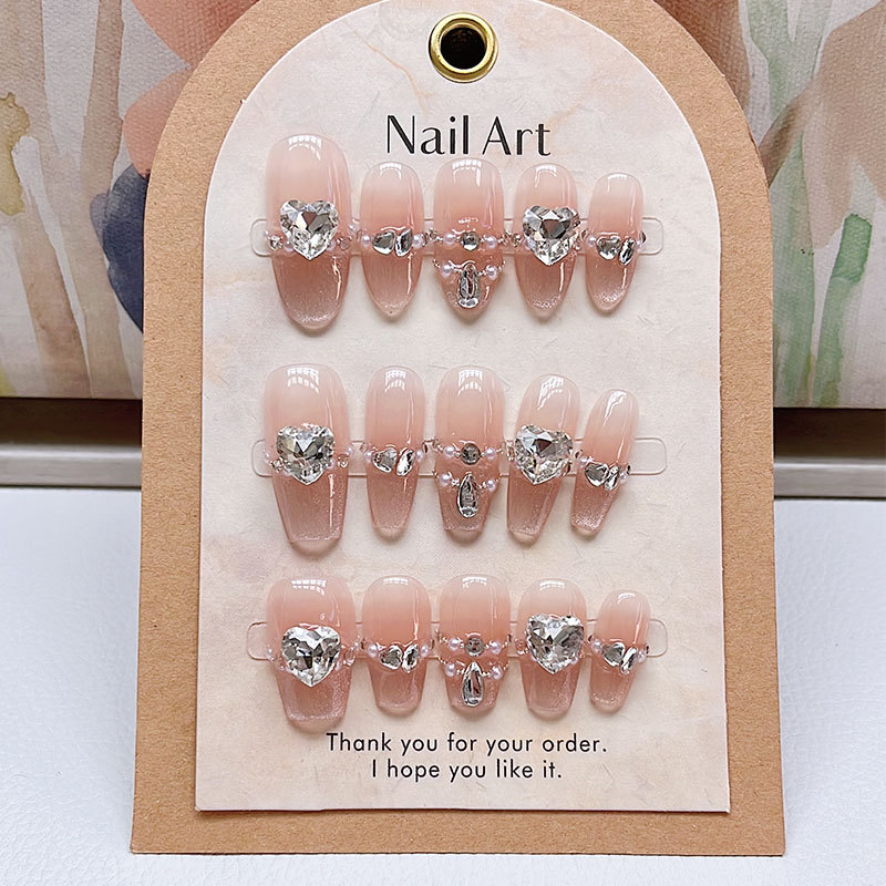 Elegant Moonlight Hand-Wearing Armor Cat's Eye Love White Temperament Summer High-Level Ten-Finger Manicure Pieces