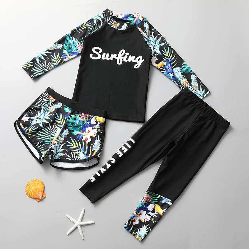 Children's Swimwear Korean-style New Sunscreen Quick-drying Three-piece Split Beach Suit Professional Diving Suit Breathable Suit