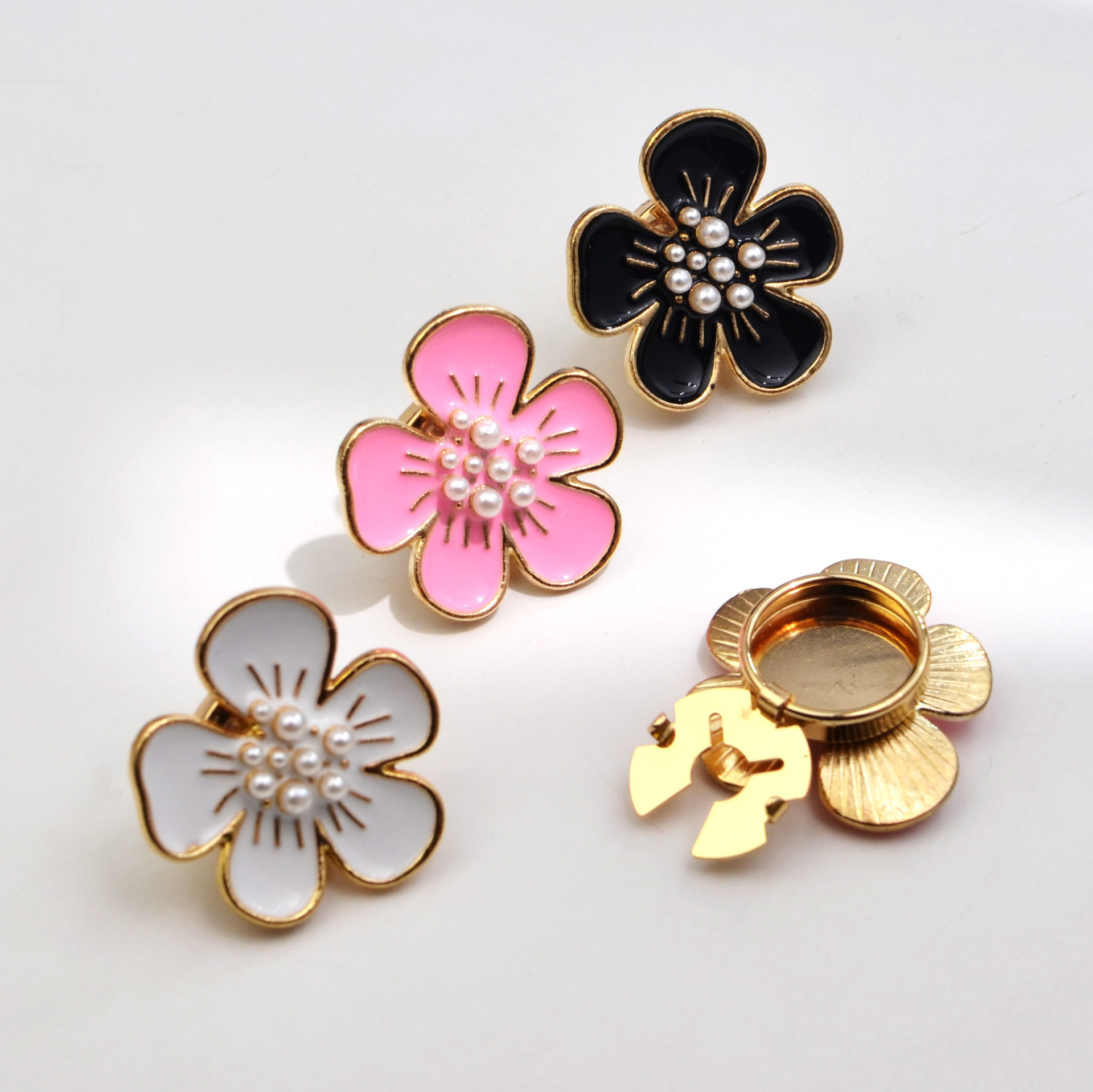 Button Cover Manufacturer Cross-Border Shirt Cufflinks Cuff Petals Oil Dripping Rhinestone Jewelry Diamond Button Cover