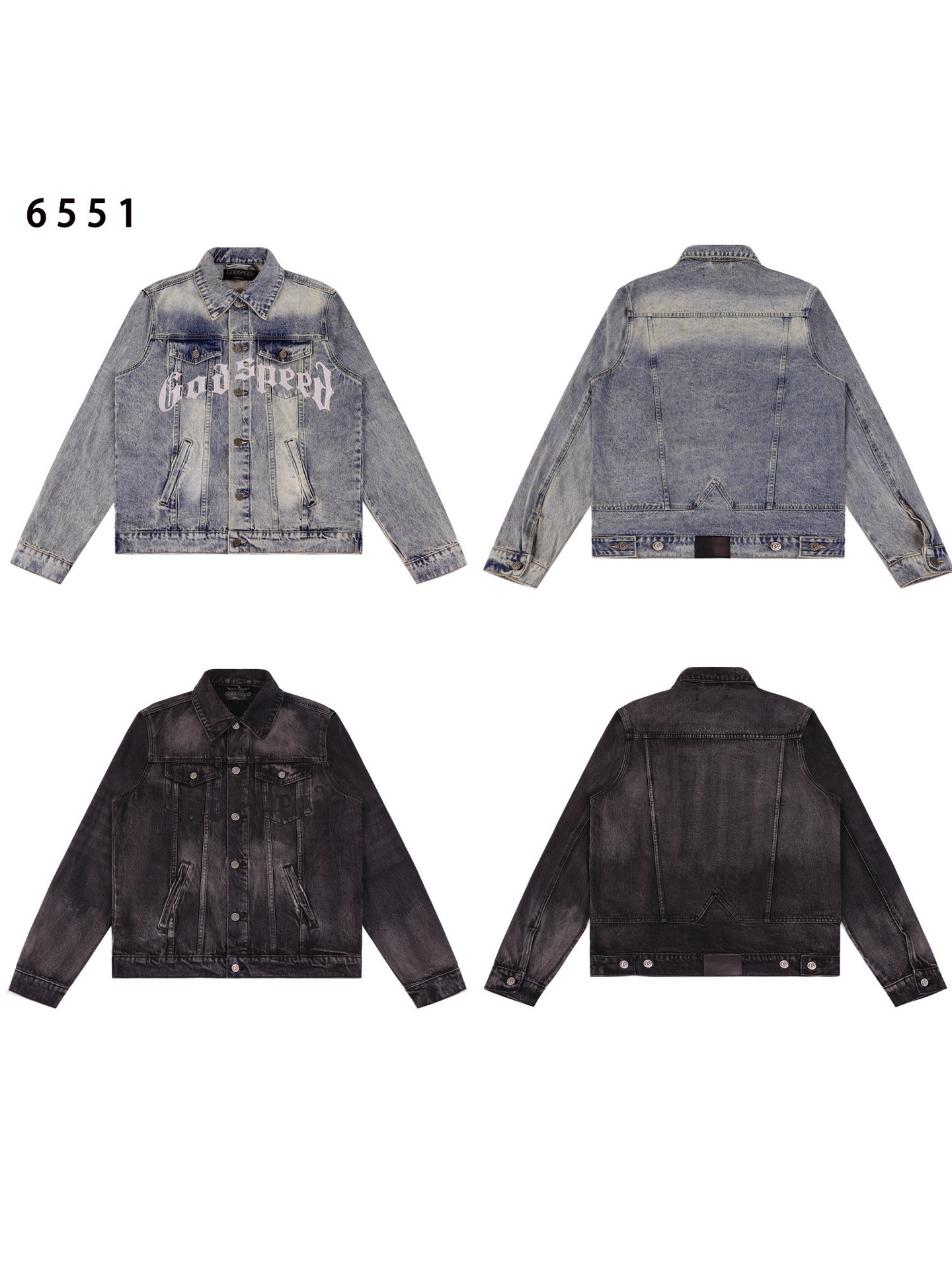 Godspeed Trendy Vintage Washed Embroidered Denim Jacket High Street Unisex Trendy Coat