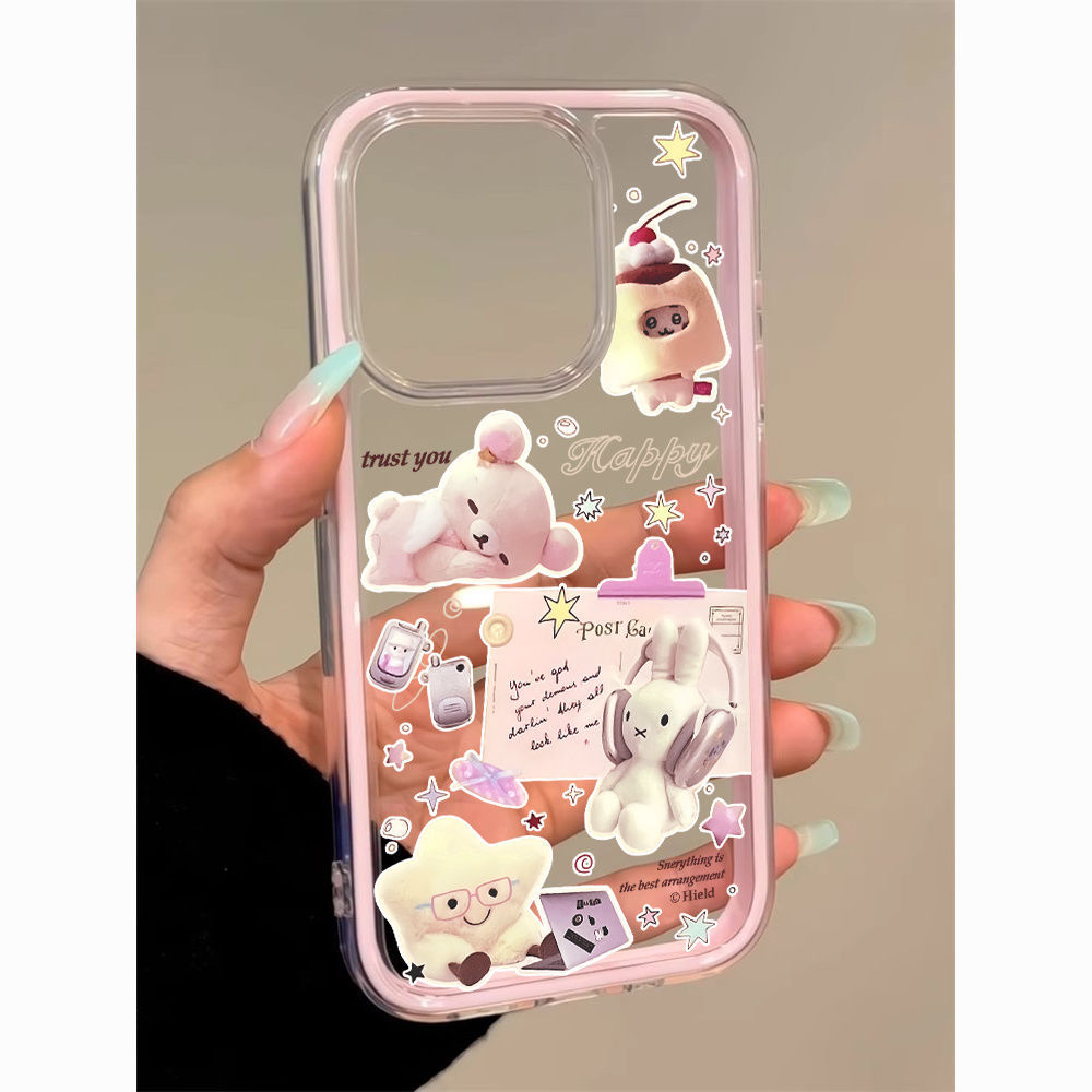 Kompas Bear Miffe Rabbit for Apple 15promax Mobile Phone Case 16 New 13 14 Soft Case 11 2 in 1 16p