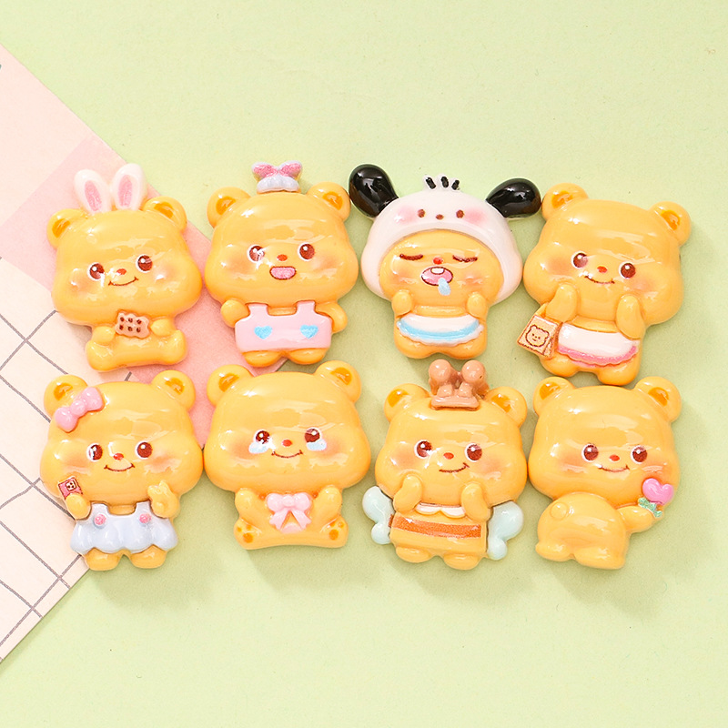 Cartoon Cute Butter Bear DIY Handmade Cream Glue Phone Case Keychain Hairpin Resin Jewelry Accessories