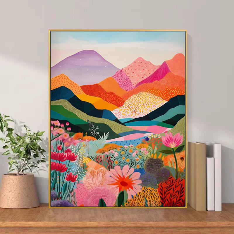 Dopamine Color Mountain Flower Living Room Decorative Painting Matisse Abstract Restaurant Mural Porch Corridor Hanging Painting