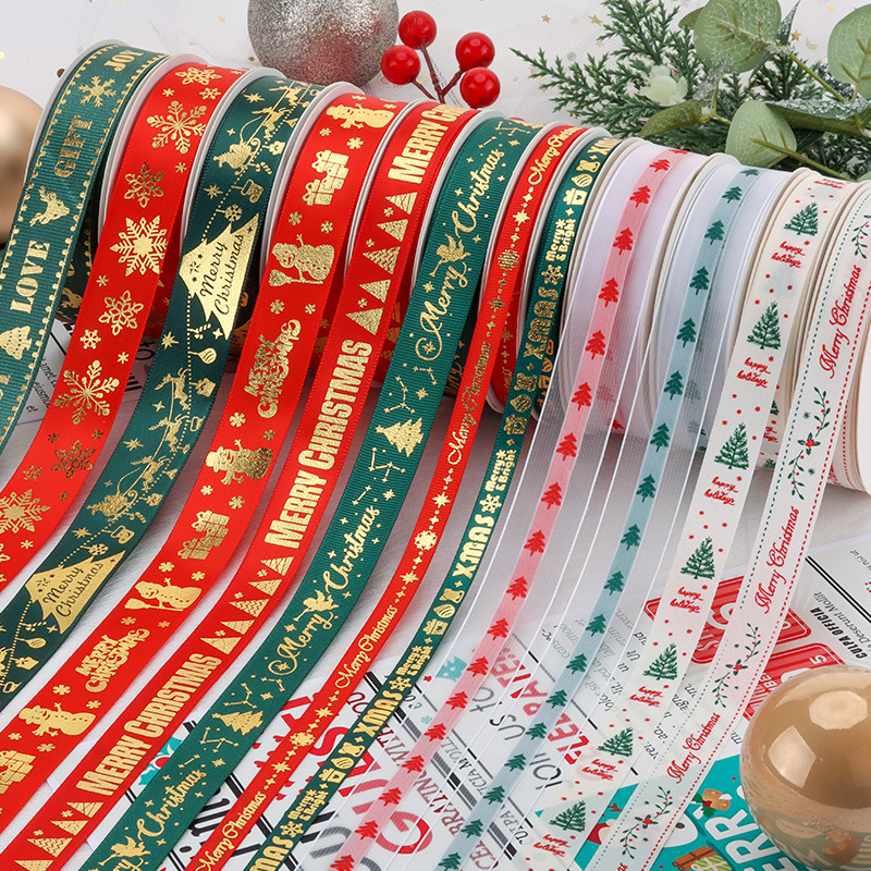 2026 Christmas Gift Box Packaging Ribbon Red and Green Ribbon Cake Baking Ribbon Gift Decoration Christmas Ribbon