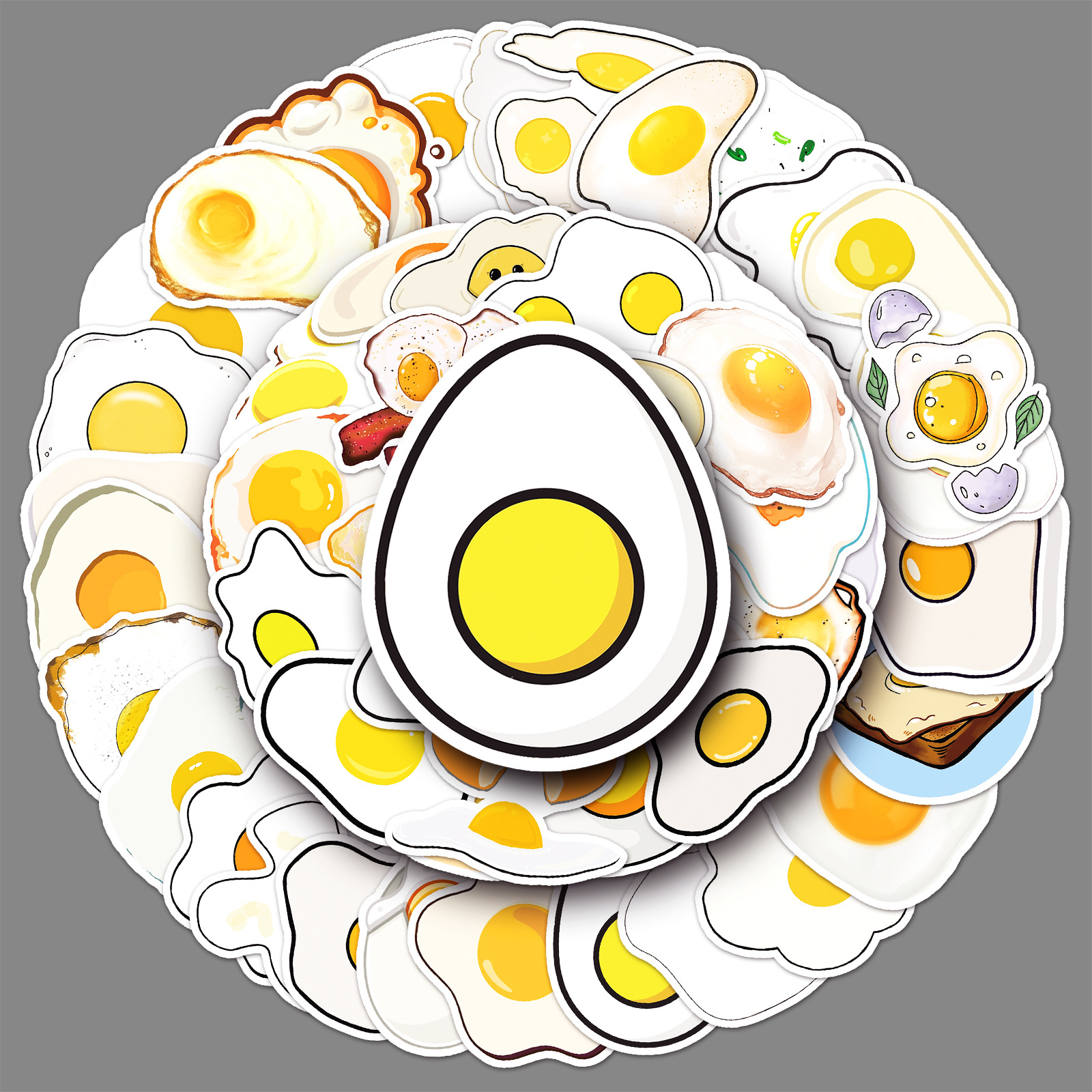 50 egg graffiti stickers personalized cross-border cartoon cute food decoration mobile phone case luggage cup stickers