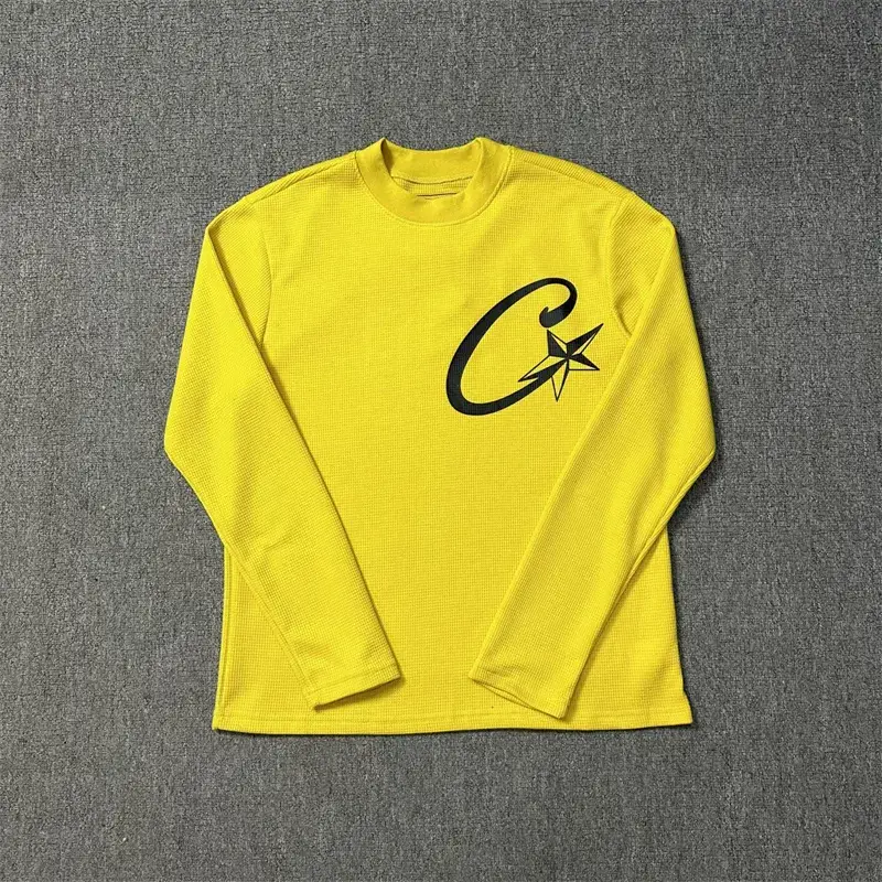 Corteiz Alcatraz Fugger Long-Sleeve T-Shirt with Large C Five-Star Print, Versatile Loose-Fitting Base Shirt for Men and Women in European and American Style ins