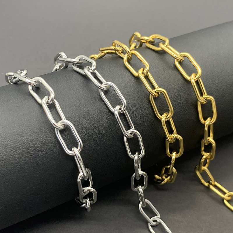 Stainless Steel Open Oval Cross Chain DIY Necklace Bracelet Vacuum Gold Jewelry Chain Accessories Loose Chain Material