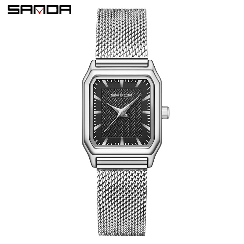 Sanda Retro Korean Watch for Women Simple Niche Literary Square Temperament Business Ladies Quartz Watch Factory Direct Supply