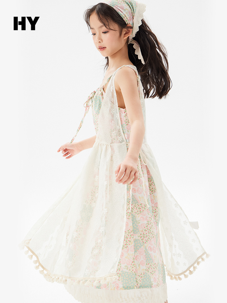 Girls' Cotton Suspender Dress 2026 Summer New Korean Style Children's Summer Cool Dress for Older Kids Princess Dress