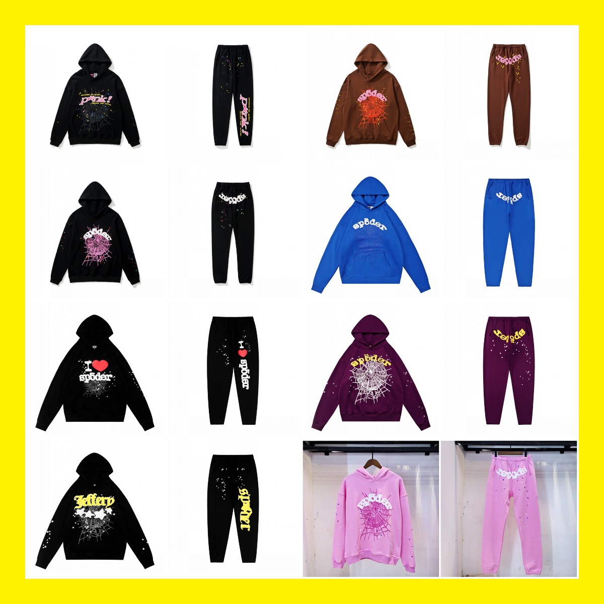 Sp5 Hip-Hop Singer Young Thug's Same Foam Letter T-Shirt 555555 Couple Hoodie Pink Sweatshirt
