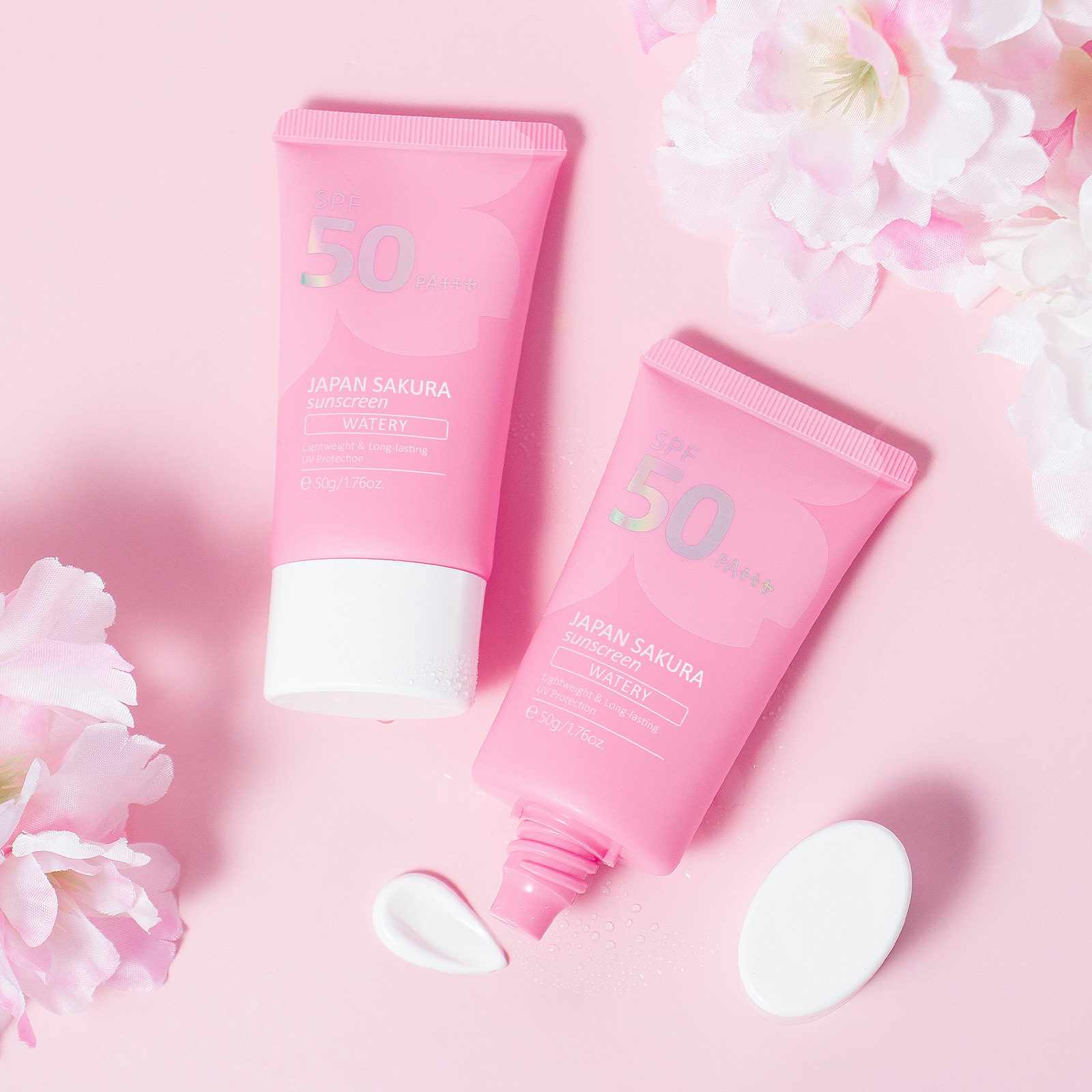 Cross-border LAIKOU LaiKOU cherry blossom sunscreen moisturizing cream 50g moisturizing skin care products wholesale