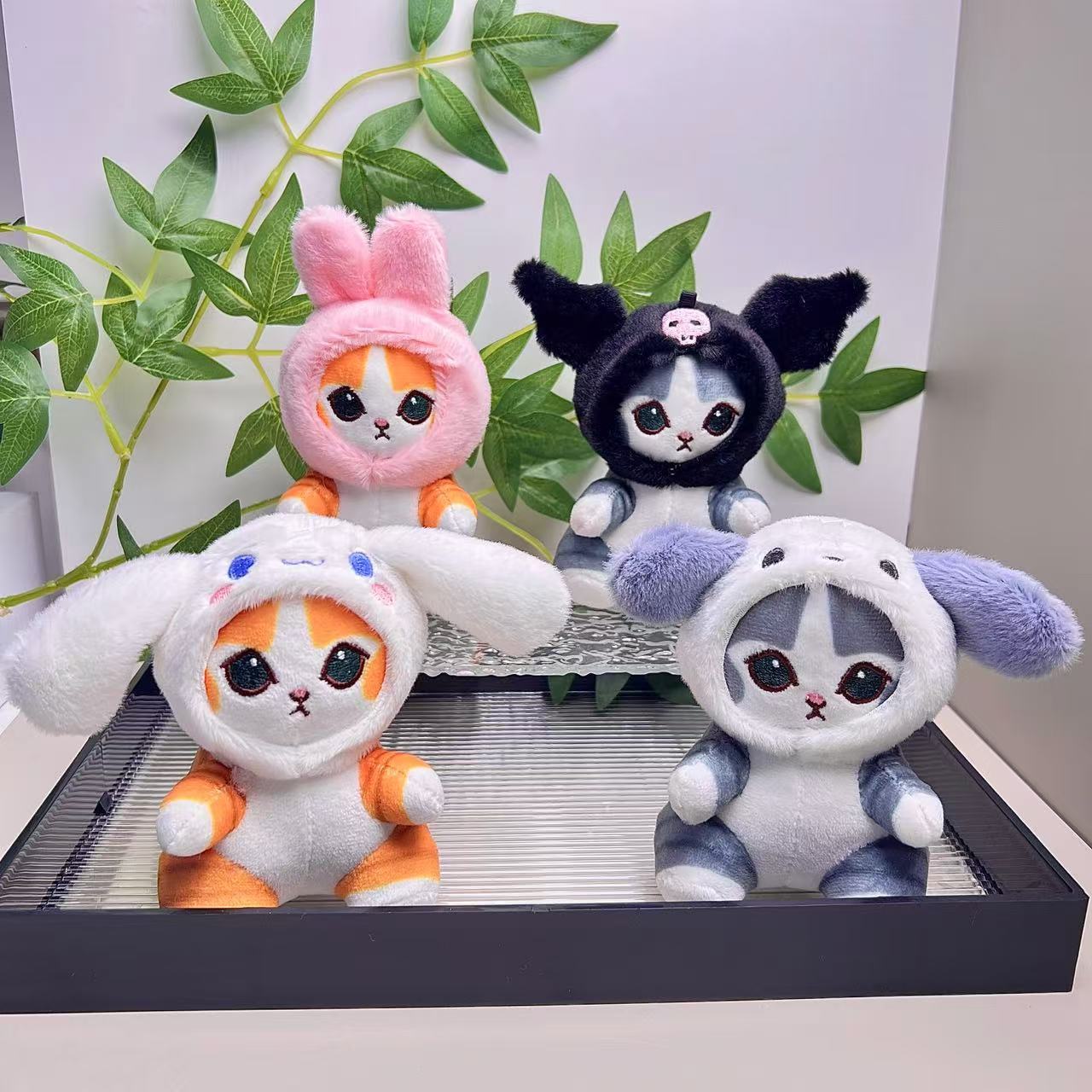 Cute Plush Sanrio Headgear Cross-Dressing Cat Doll Keychain Pendant Plush Toy Gift Wholesale