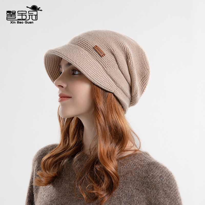 9960 winter pile-up hat women's outdoor warm pullover hat wide brim face small ear protection fashion Moon hat