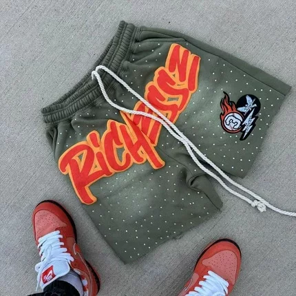 Shorts for Y2K rhinestone shorts loose casual sports pants
