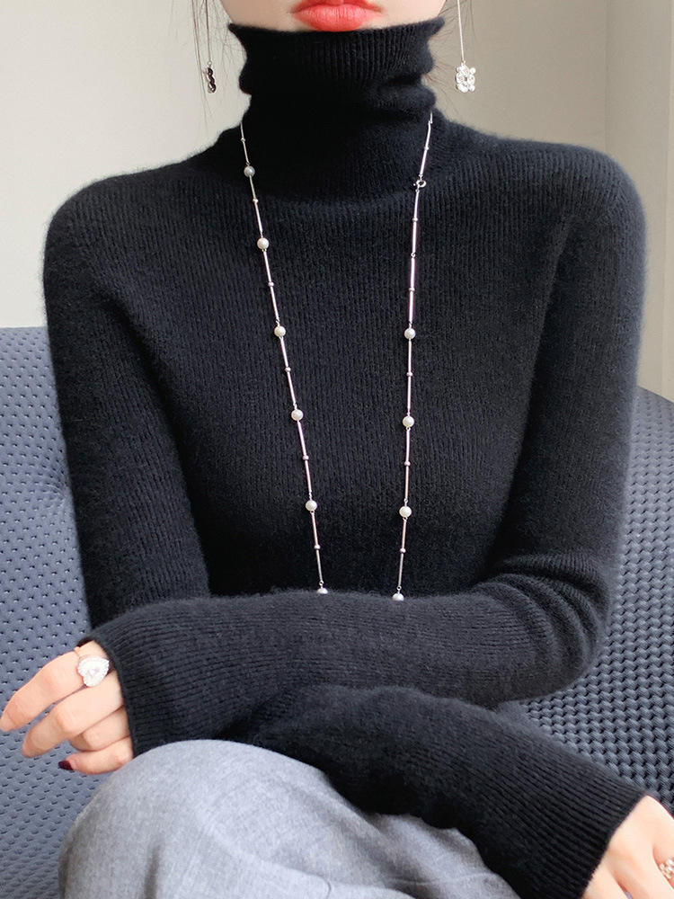 High-Neck Base Shirt for Women, Autumn and Winter Slim Fit Inner Wear, 2023 New Tight-Fitting Knitted Long-Sleeve Short Turtleneck Sweater for Women