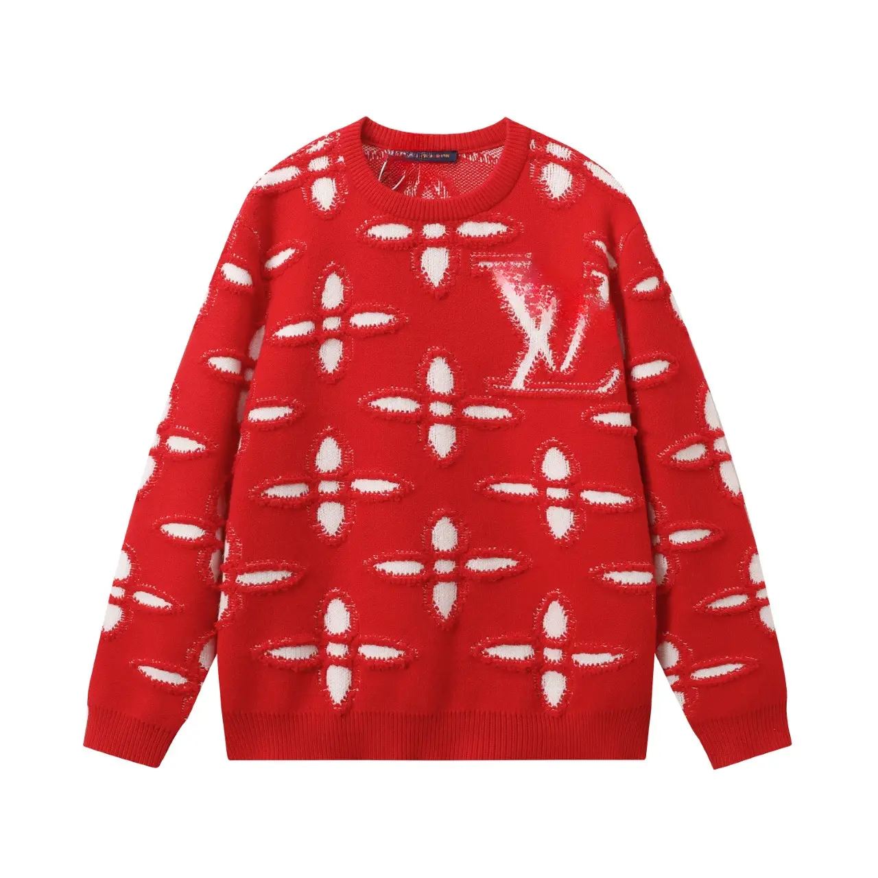 Louis Vuitton Jacquard Pullover Sweater Red