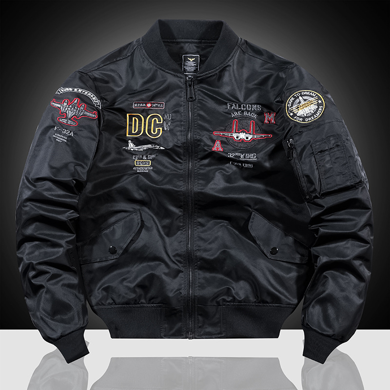 Foreign Trade New Pilot Military Jacket Men's Trendy Brand Embroidered Spring and Autumn Thin Trendy Baseball Suit Military Jacket Men