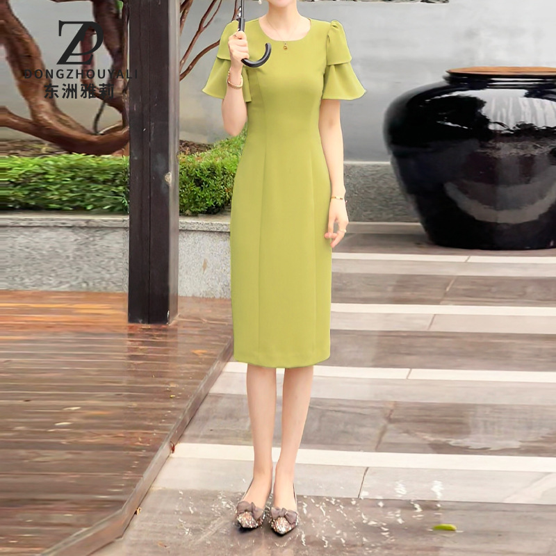 2024 Summer new elegant women's clothing niche design fairy skirt temperament ruffled short sleeve slim fit dress women