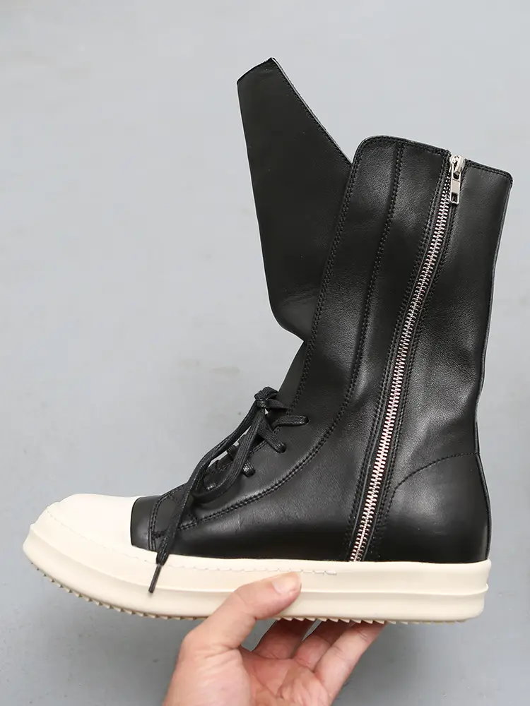 Men's High-Top Shoes, Genuine Leather Thick-Soled Short Boots, Women's Height-Increasing Martin Boots, Joker Xue Style Long-Tongue Casual High Street Trendy Shoes