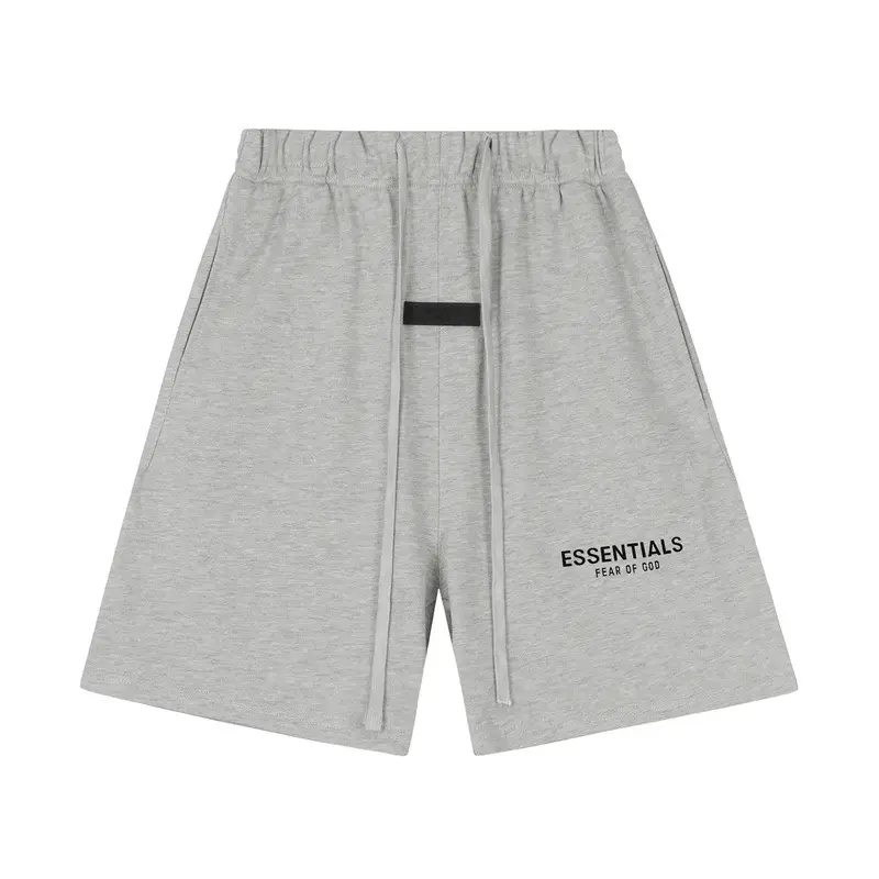 Essentials Shorts for Men and Women High Street Loose Flocking Letters Silicone Printing Drawstring Casual Shorts Mid-Pants Trendy