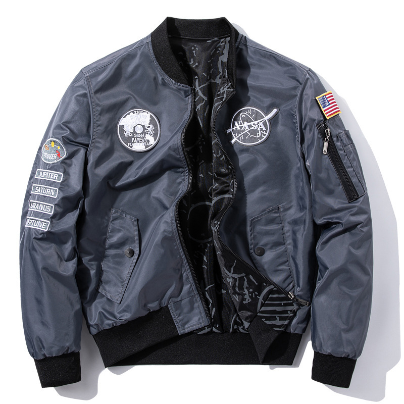 Nasa New Reversible Men's Casual Sports Jacket Autumn and Winter Air Force Flight Suit Youth Fashion Large Size
