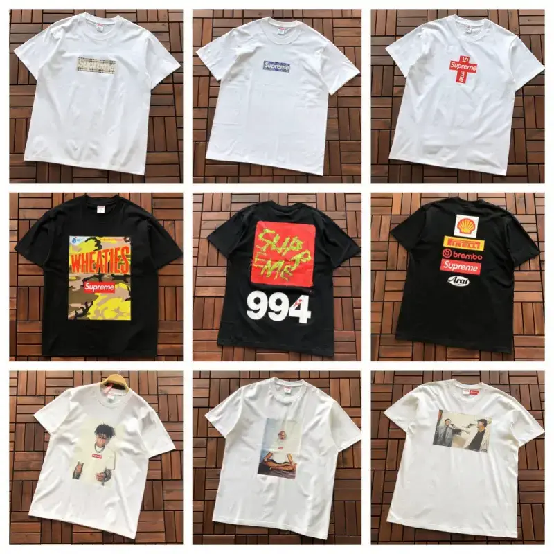 Supreme Letter Print Box High Version Short-Sleeve T-Shirt for Men and Women, Loose Street Style, Wholesale 260g
