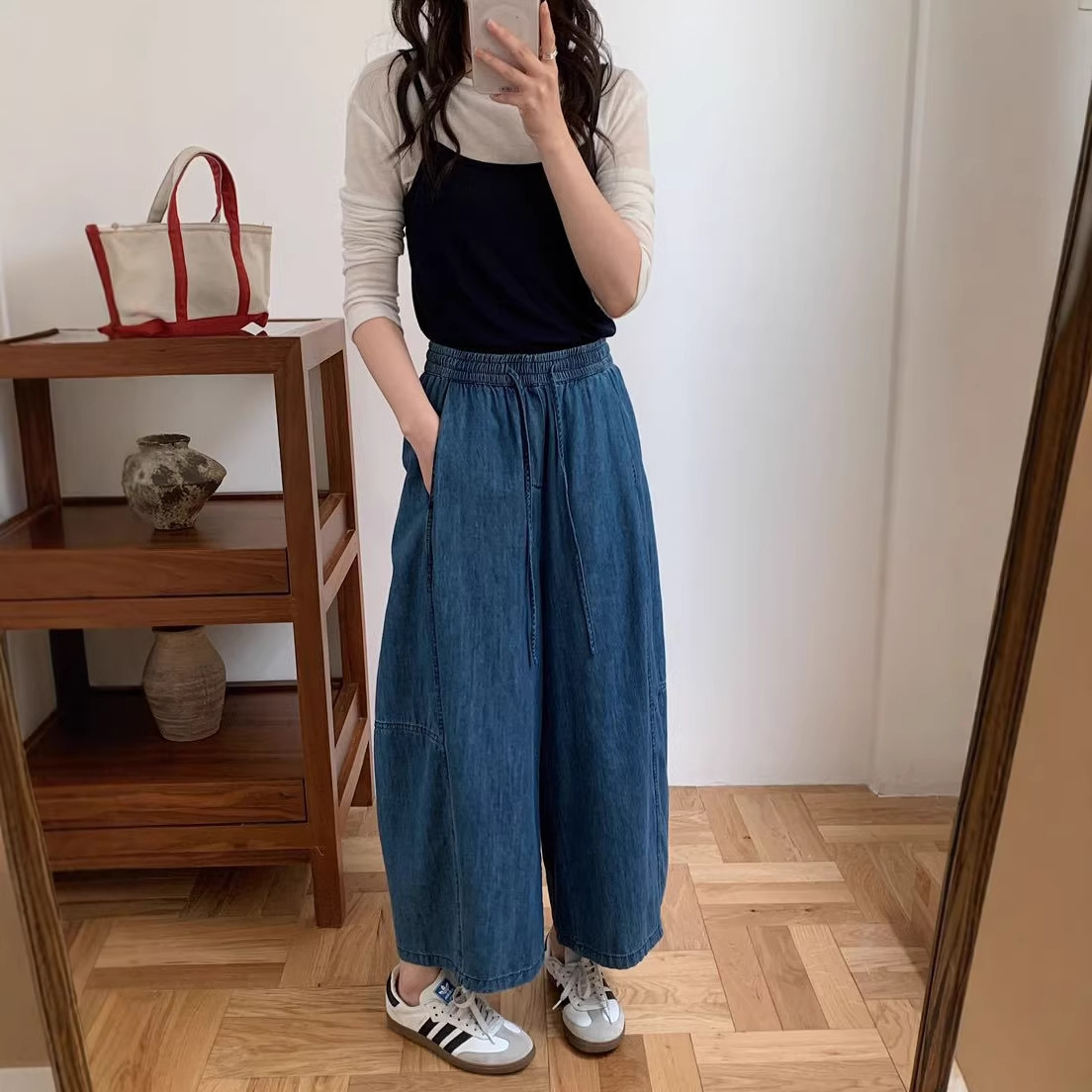 High-Waisted Wide-Leg Cropped Jeans for Women 2026 Spring/Summer New Style Loose Slimming Versatile Straight-Leg Casual Pants