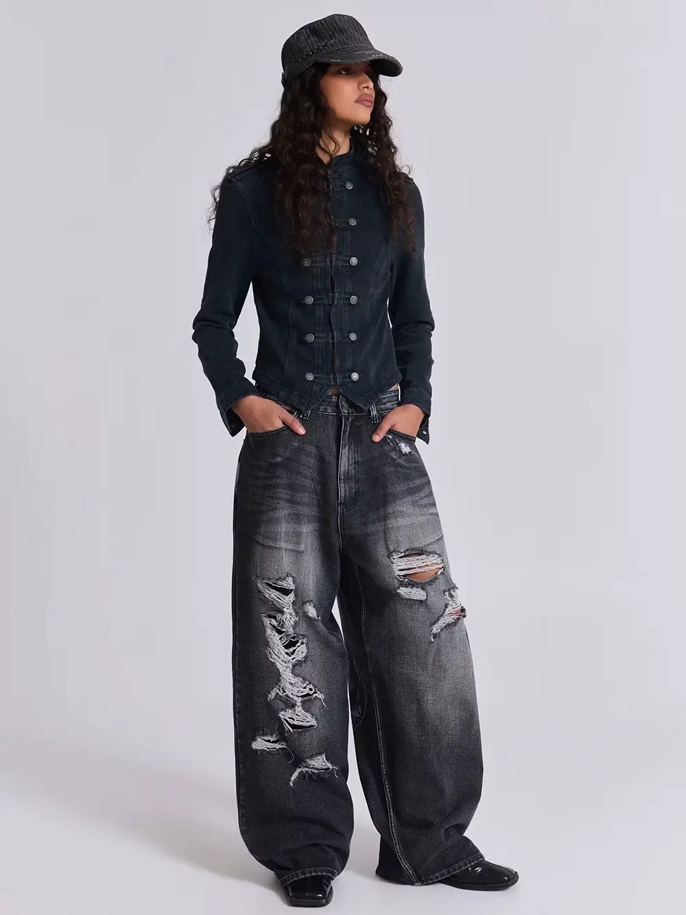 Vintage Ripped Printed Straight-Leg Jeans 2025 American Cross-Border Hip-Hop Style Summer New Casual Versatile Long Pants
