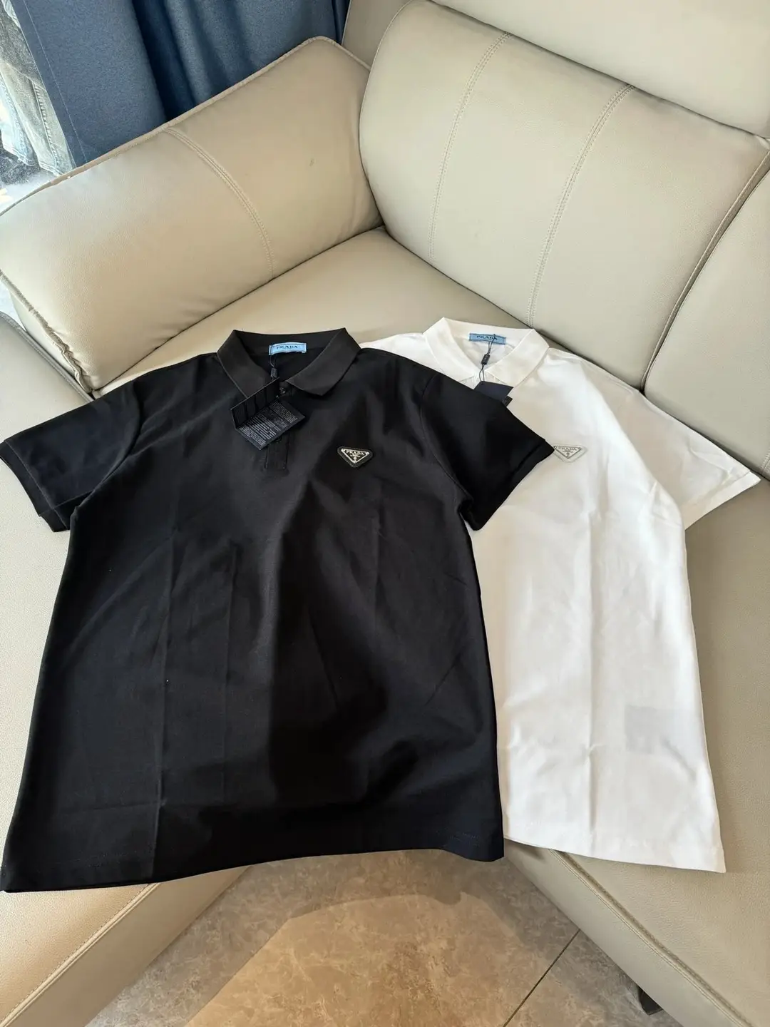 Prada Polo Shirts Black and White