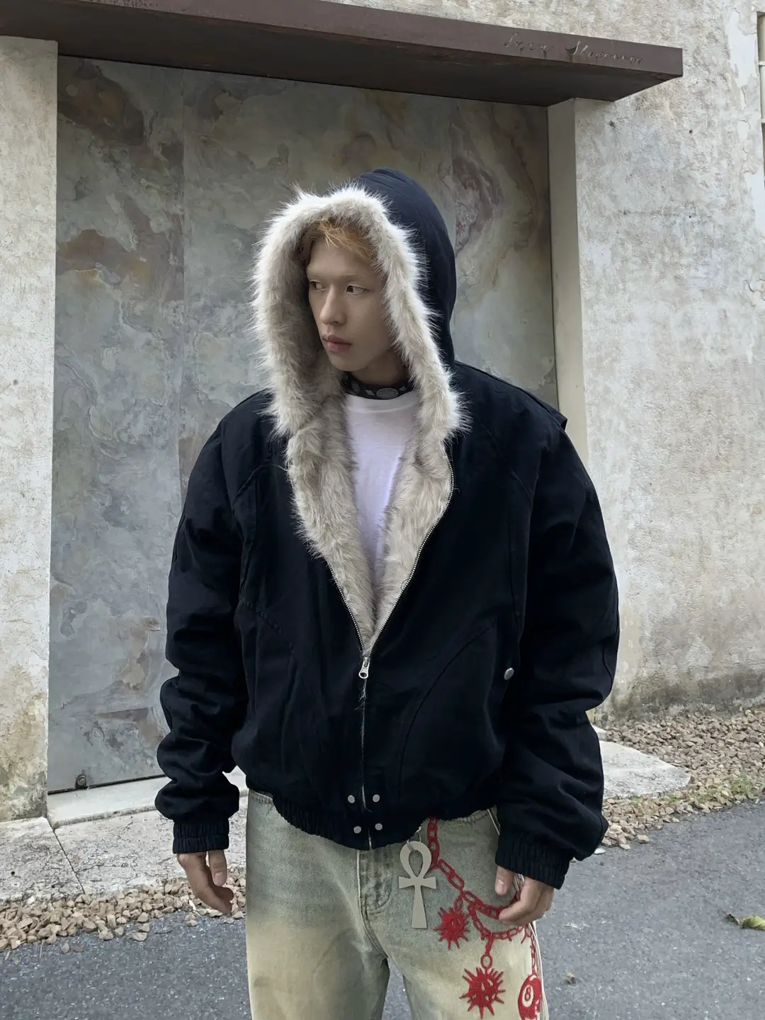 Uekk Men's Thick Plush Jacket Cleanfit Heavy Canvas Cotton Jacket
