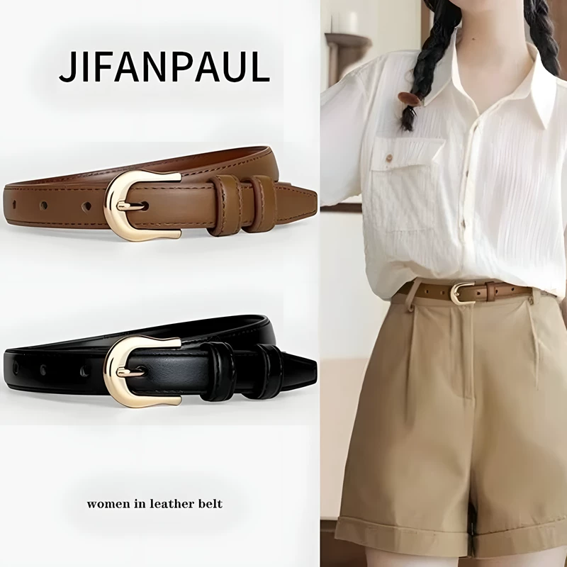 Belt Women 2025 New Style Paired with Jeans and Skirt Design, Unique, Simple, Versatile, Fashionable, Decorative Brown Belt