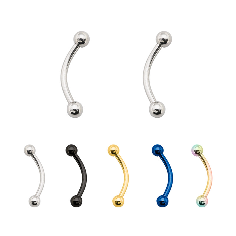 European and American hip-hop punk jewelry best selling curved barbell titanium steel eyebrow nail lip nail piercing jewelry manufacturers cross-border wholesale