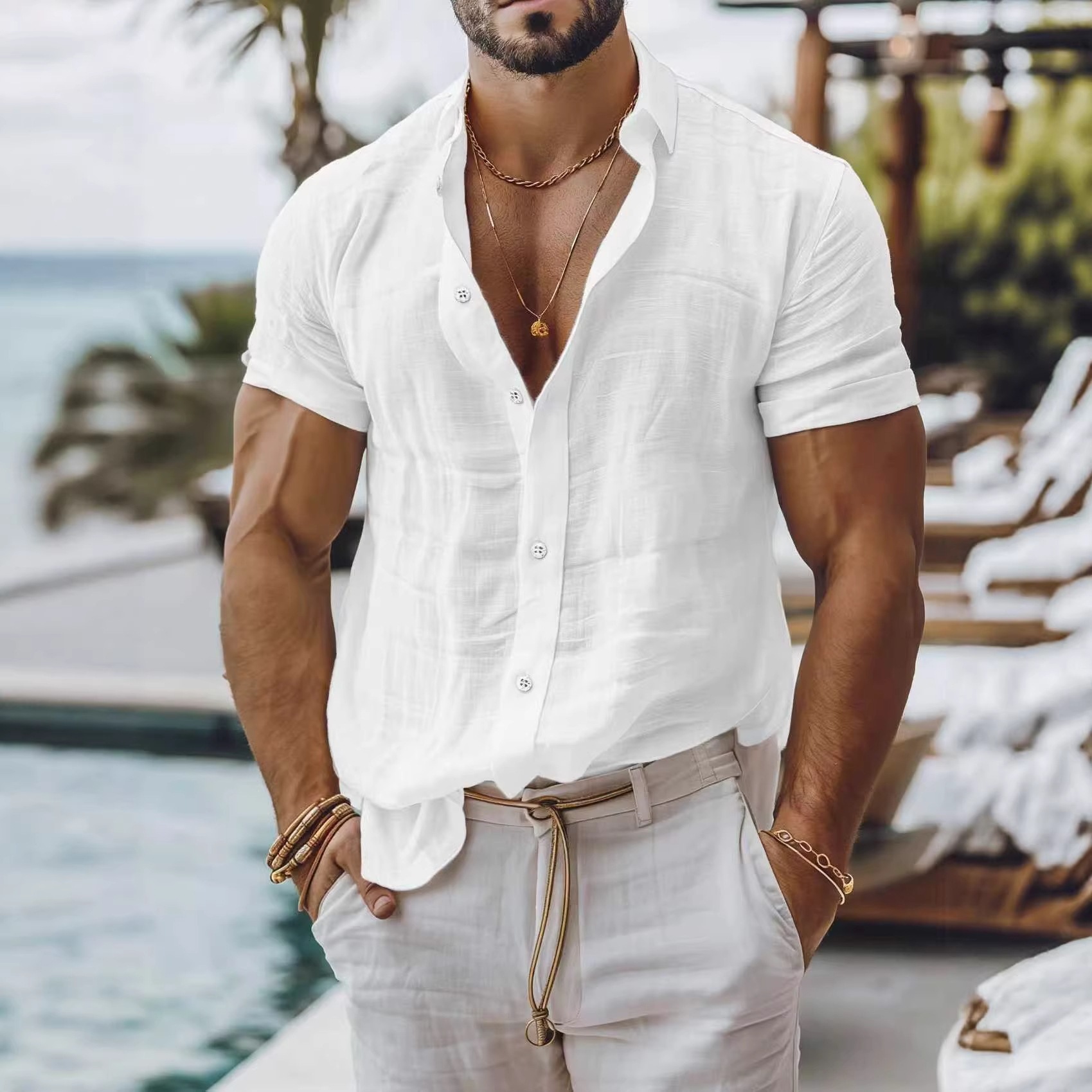 2026 Cross-Border Independent Site Amazon Men's Shirt Casual Style Long-Sleeved Business Casual Shirt