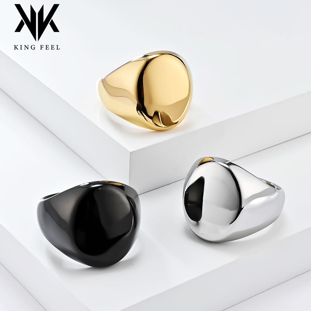 European and American simple large glossy seal titanium steel ring men's large one sex cold style high-grade hand jewelry