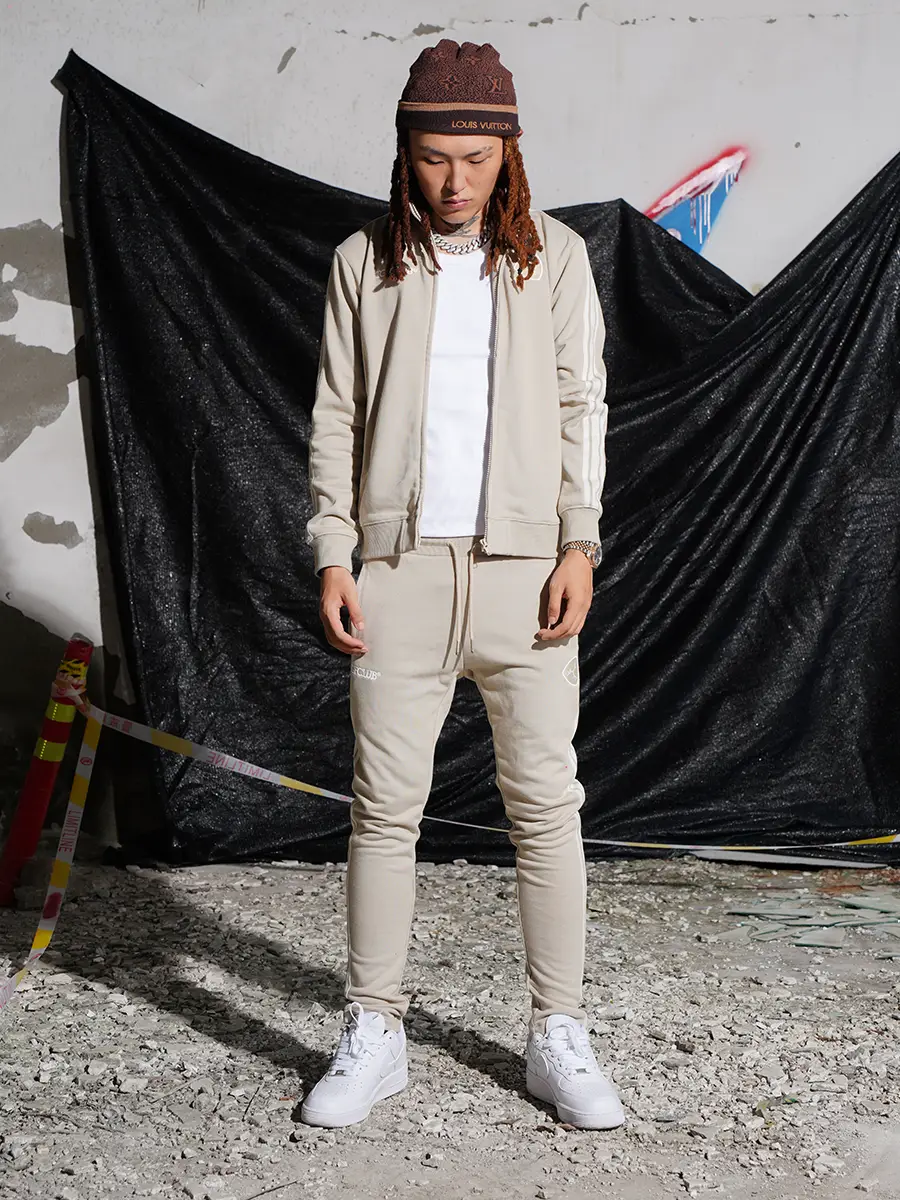 Tgfclub24Aw Embroider Logo Street Drill American Sports Webbing Sweatshirt and Sweatpants Comfy Basics Suit