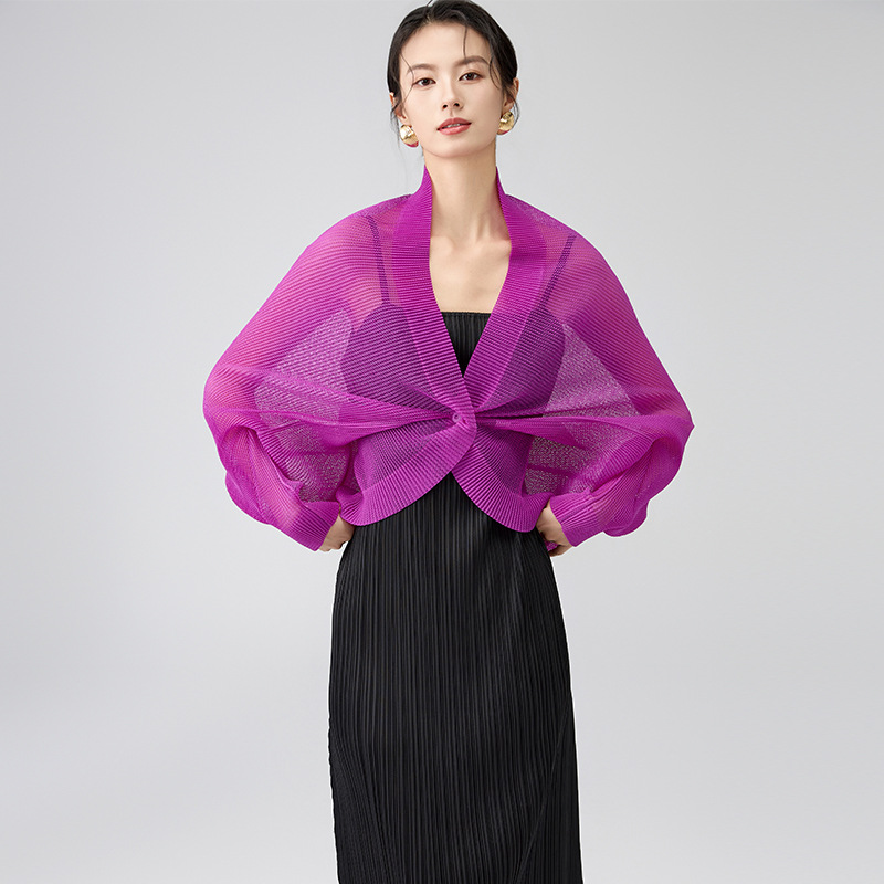 2025 Spring and Summer New Elegant See-Through Mesh Bat Sleeve Versatile Cardigan High-End V Neck Fashionable Casual Jacket