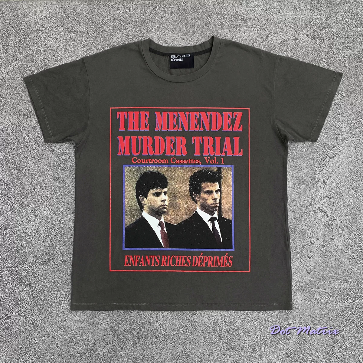 ERD MENENDEZ MURDER纯丝网热固原汁1of1高街朋克水洗短袖T恤