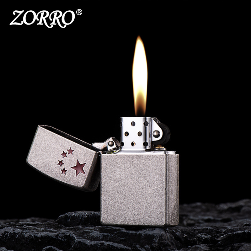 Zorro Z22000 five-pointed star retro copper shell kerosene lighter high-end gift-giving products shake sound fast hand supply