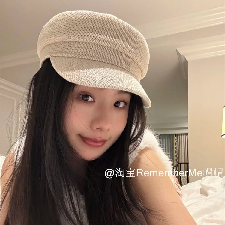 Thin Flat-Top Military Cap 2026 New Style Old Money Style Linen Octagonal Hat for Women Versatile Face-Slimming Retro Beret Hat