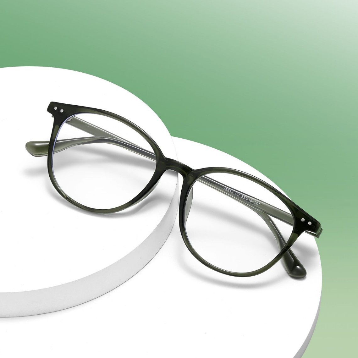 New Retro Tr Ultra-Light Round Frame Glasses Frame for Women 53 Plain Makeup Slimming Look High-End Anti-Blue Light Flat Mirror Y6618