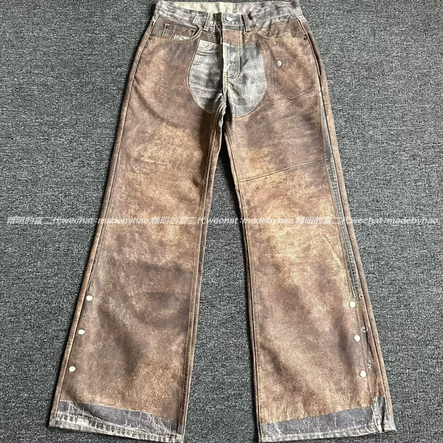 Ceiling zero color difference 25fw Western Heavy Industry wrong view 3D digital printed straight leg jeans for men and women