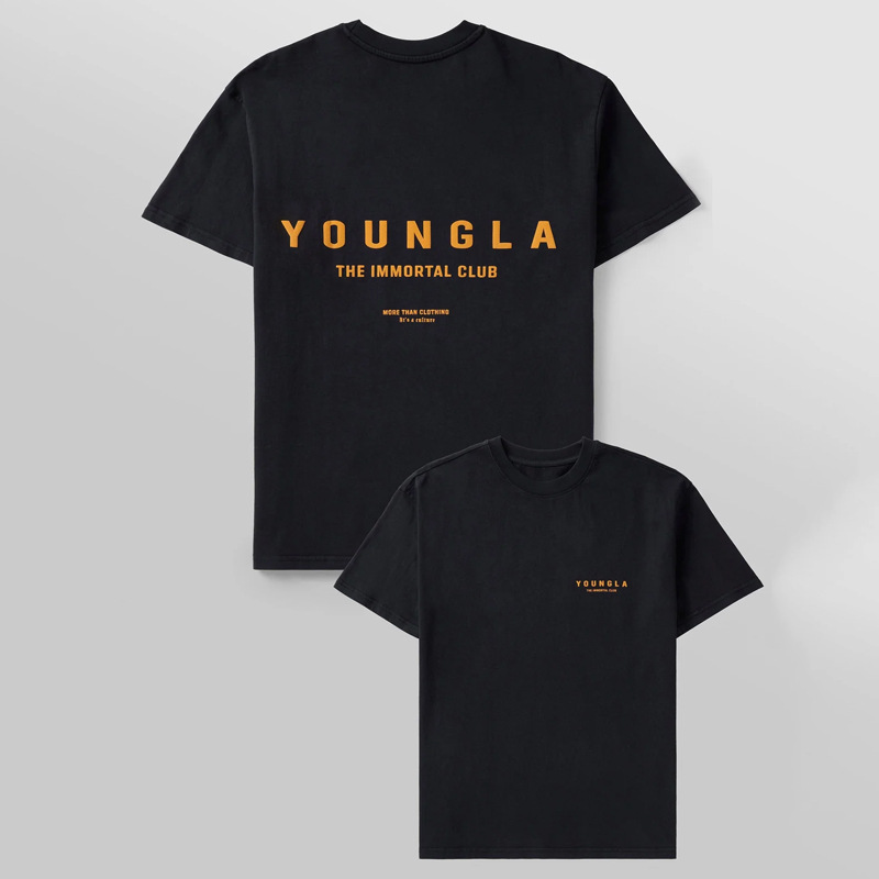 YOUNGLA American men's oversized T-shirt fitness sports fitness cotton round neck short sleeve training clothes T-shirt