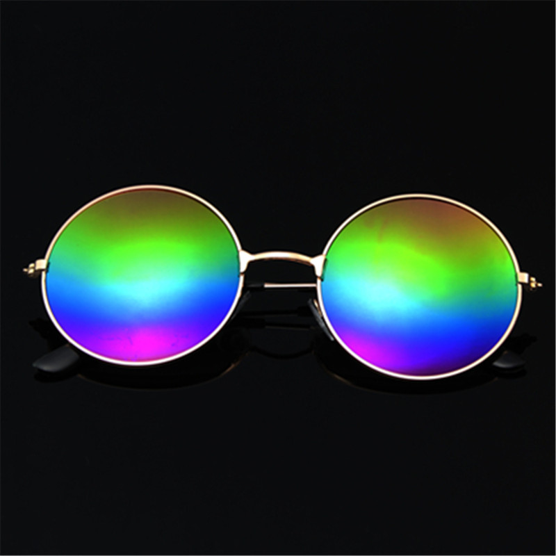 Retro Round Sunglasses Color Reflective Mirror Prince's Mirror Men's Performance Color Film Sunglasses Women's Round Frame Funny Glasses