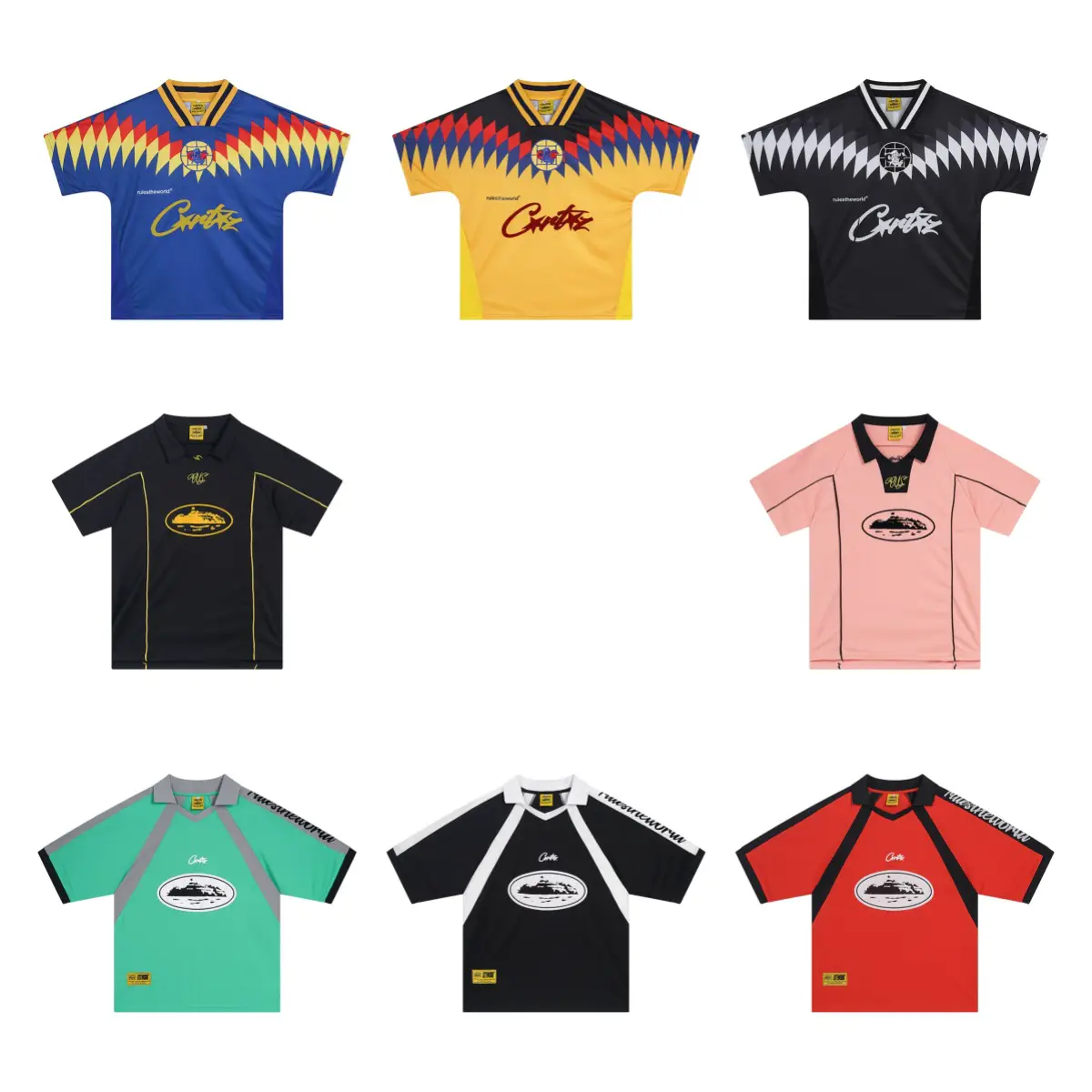 Corteiz Trendy Short-Sleeved Sports T-Shirt Football Breathable Polo Shirt Spring and Summer Black American Casual Tops for Men and Women