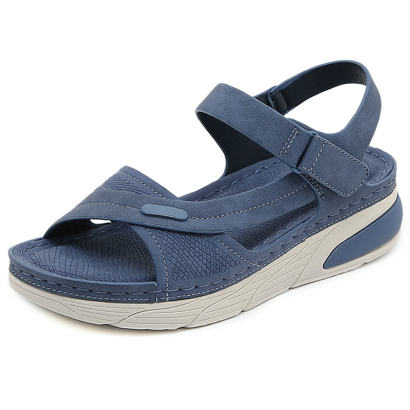 X8275-1 New 2025Md Lightweight Sandals Casual Sports Plaid Thick Sole Velcro Stitching Large Size Women's Shoes